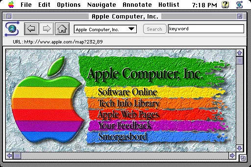 First apple website, you cancheck them all here: https://www.versionmuseum.com/history-of/apple-website how the front end started