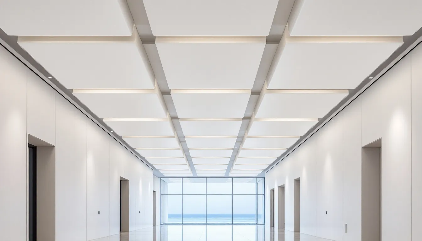 An installation of acoustic ceilings in a modern space.