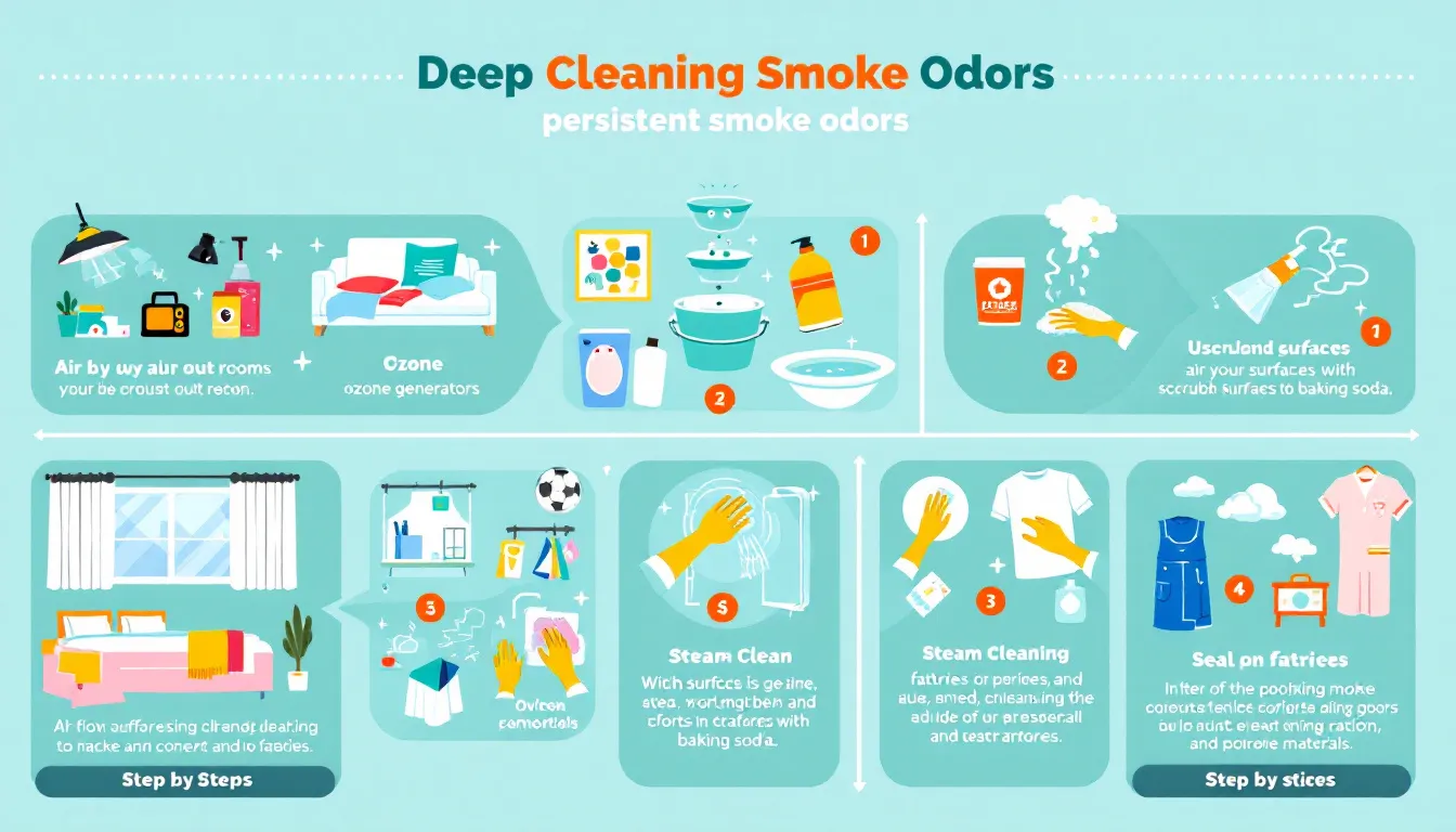 Deep cleaning techniques for persistent smoke odors.