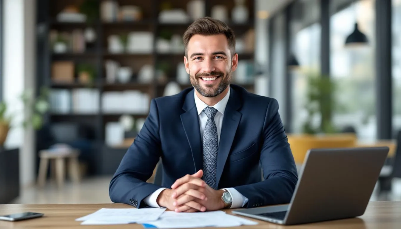 The image depicts a confident eCommerce business owner smiling, standing in front of their online store, symbolizing success after securing a working capital loan. This loan provides them with the flexible working capital needed to manage operational expenses and support their ecommerce growth.