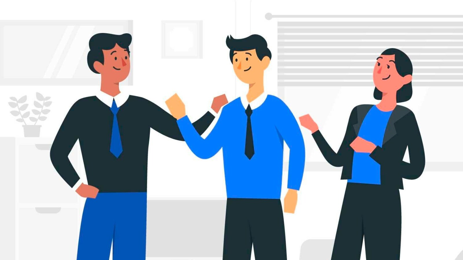 Three coworkers celebrate together, reflecting the efficiency gained with UCaaS adoption.