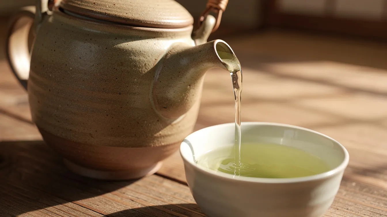Japoński czajniczek kyusu używany do przygotowywania zielonej herbaty Sencha