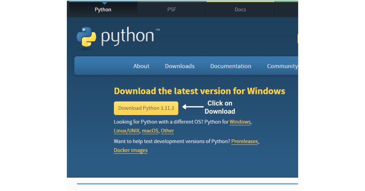 Download button on Python's website