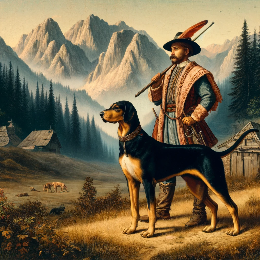 An historical image of the Transylvania hound from the middle ages
