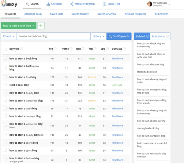 Jaaxy Wealthy Affiliate Keyword Tool