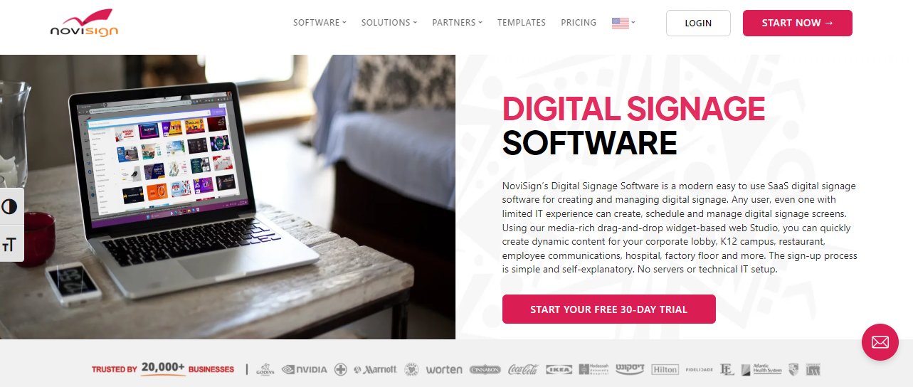 novisign digital sign homepage