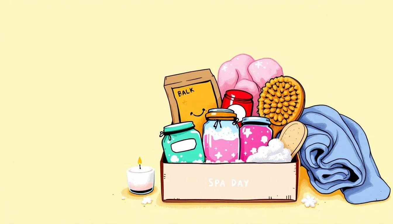 A relaxing spa day gift box filled with bath salts and relaxation items, ideal for a friend's day surprise.