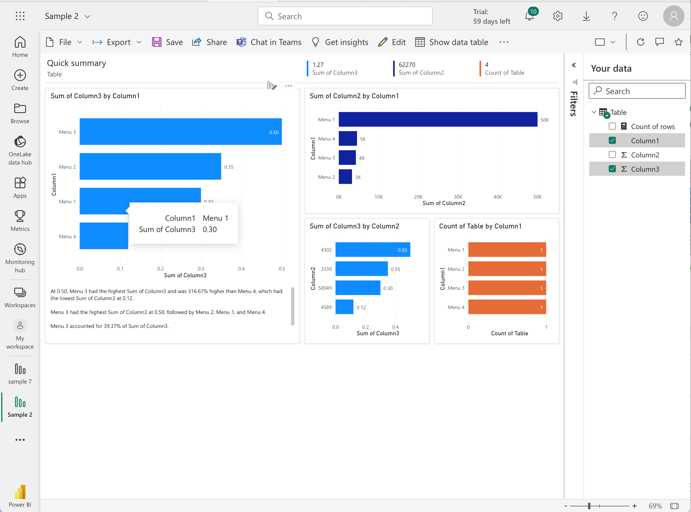 Published Power BI report