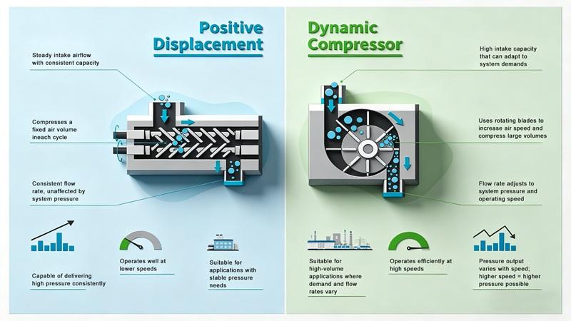 Quick Comparison Snapshot Between Positive Displacement and Dynamic Compressor