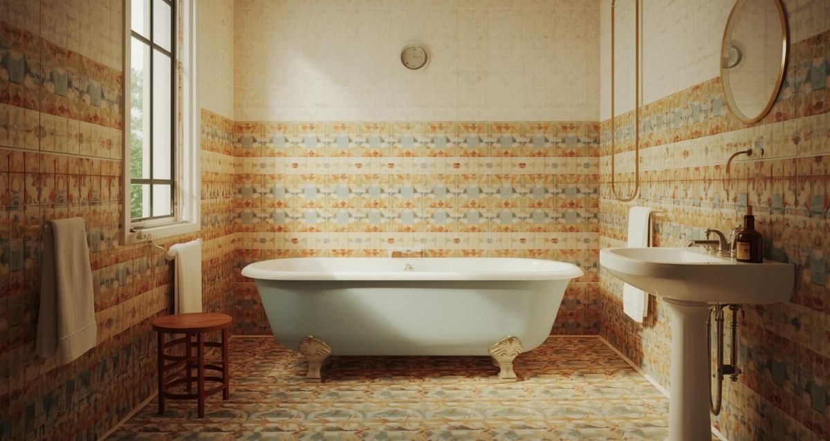 Retro bathroom with vintage tiles