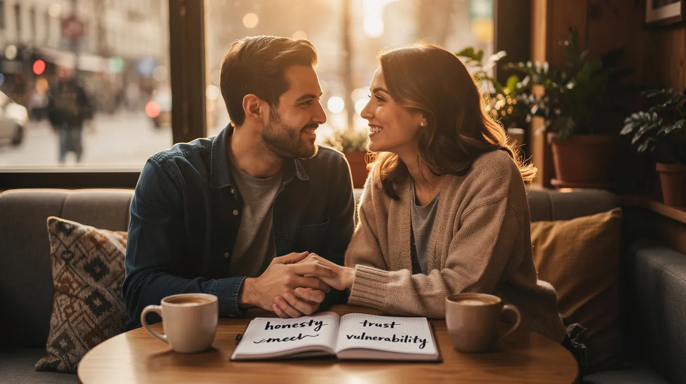 The image illustrates the concept of emotional availability in dating, showing two people engaged in a deep and meaningful conversation, highlighting the importance of emotional connection and vulnerability in romantic relationships. Their expressions convey a sense of empathy and self-awareness, emphasizing the journey of recognizing emotional unavailability and cultivating healthier relationships.