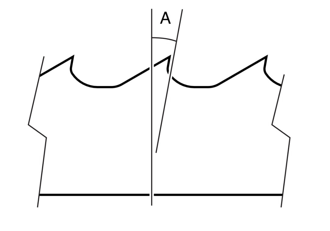 An illustration showing hook angle of a band saw blade.