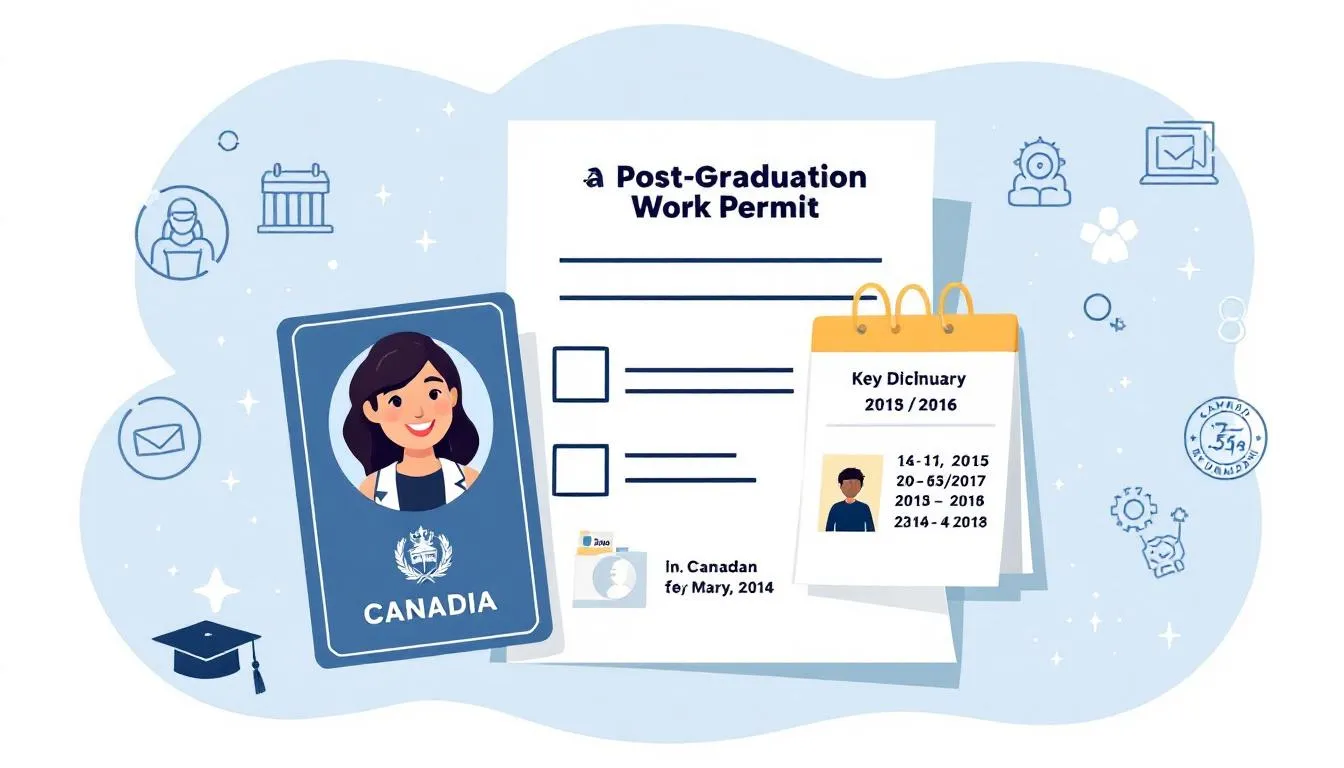 Une illustration représentant un permis de travail postdiplôme au Canada.