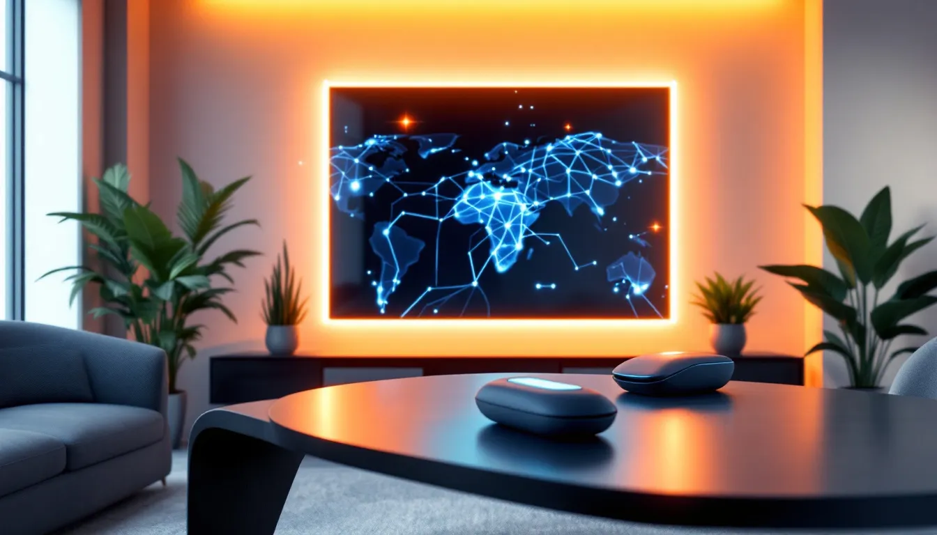 An illustration depicting various remote phone systems in a modern office environment.