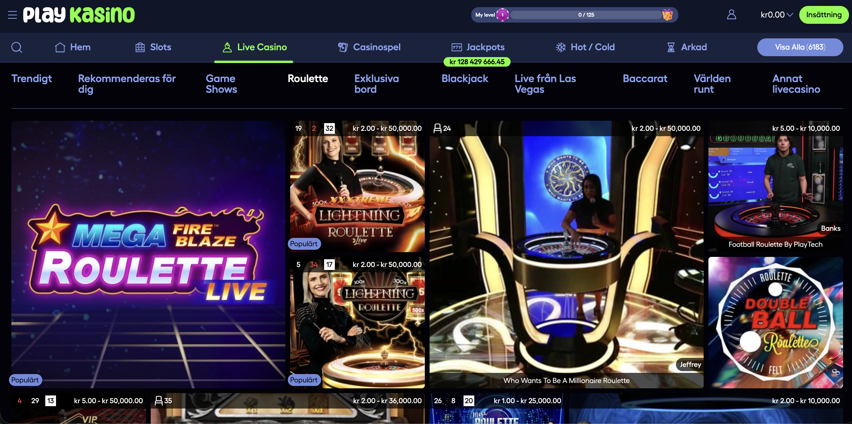 PlayKasino live roulette spel i live casino hos Play Kasino online casino – PlayKasino recension
