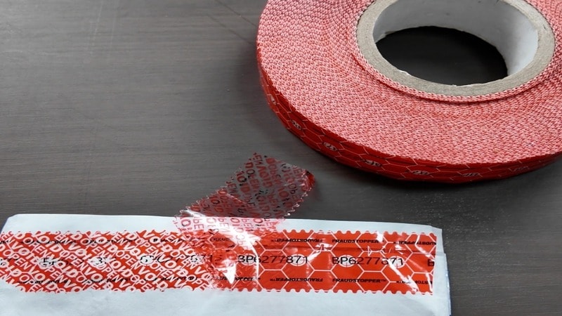 red color security bag tape 