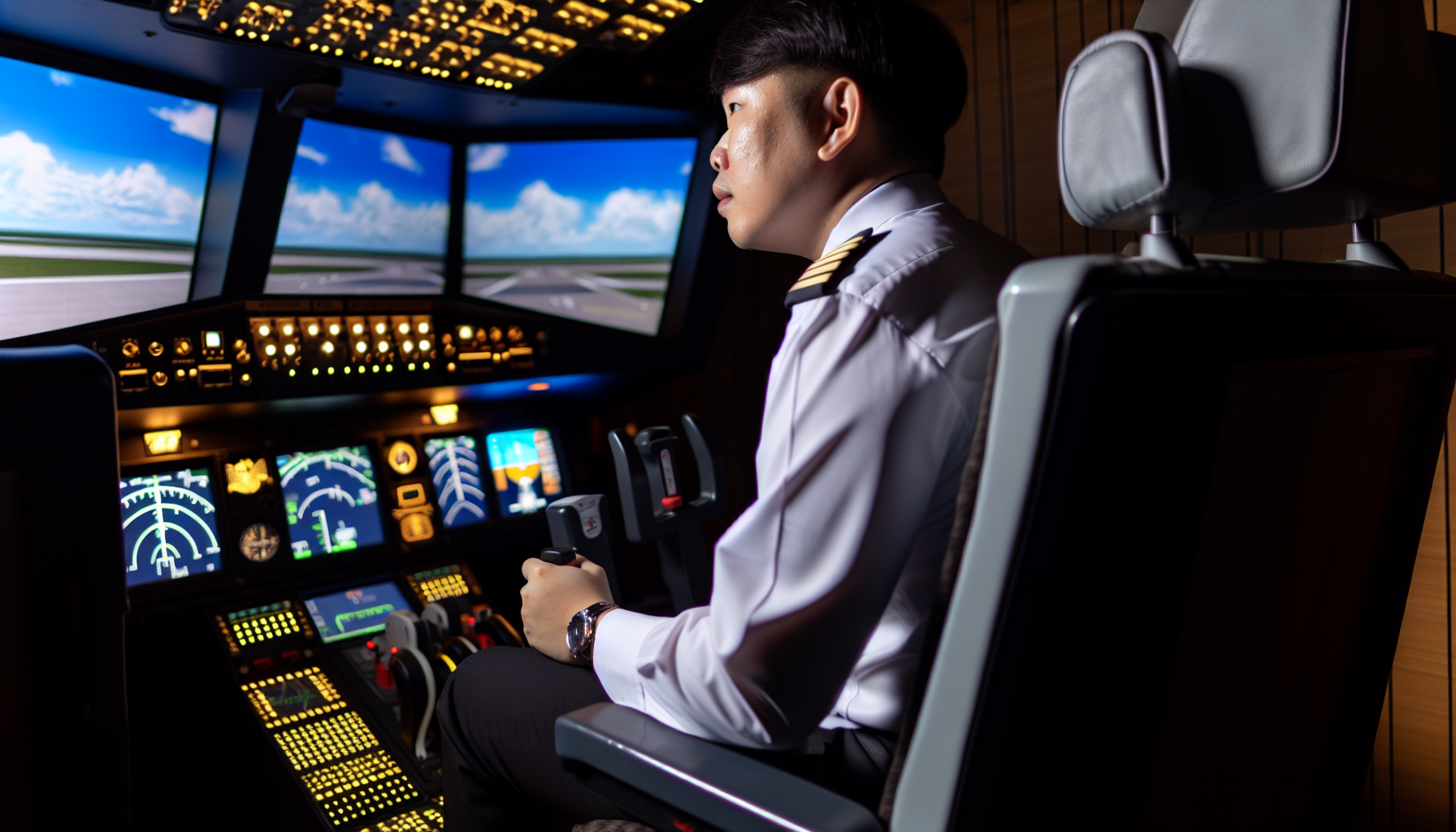 Pilot training with flight simulator