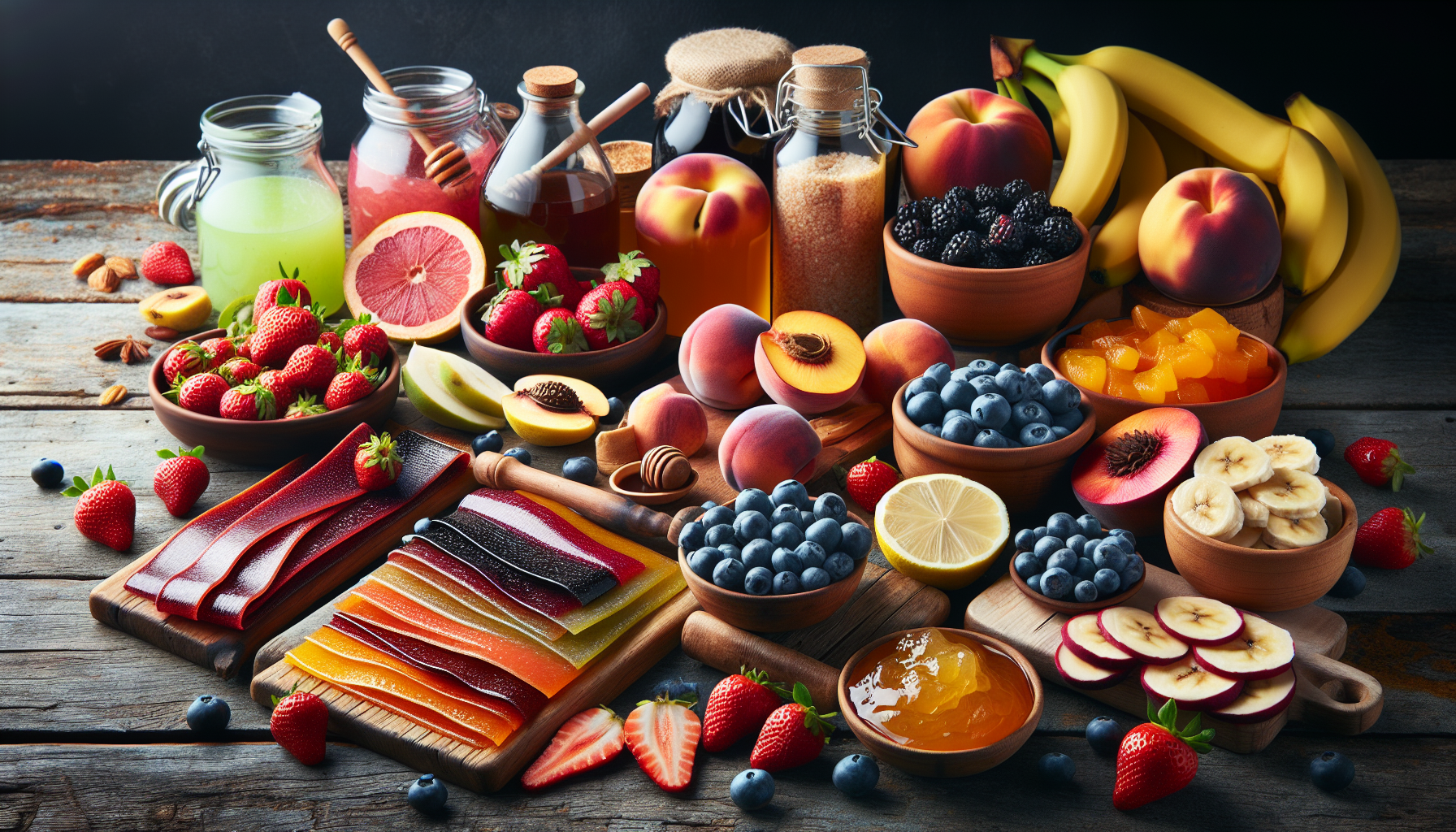 Variety of fruit leather recipe ingredients