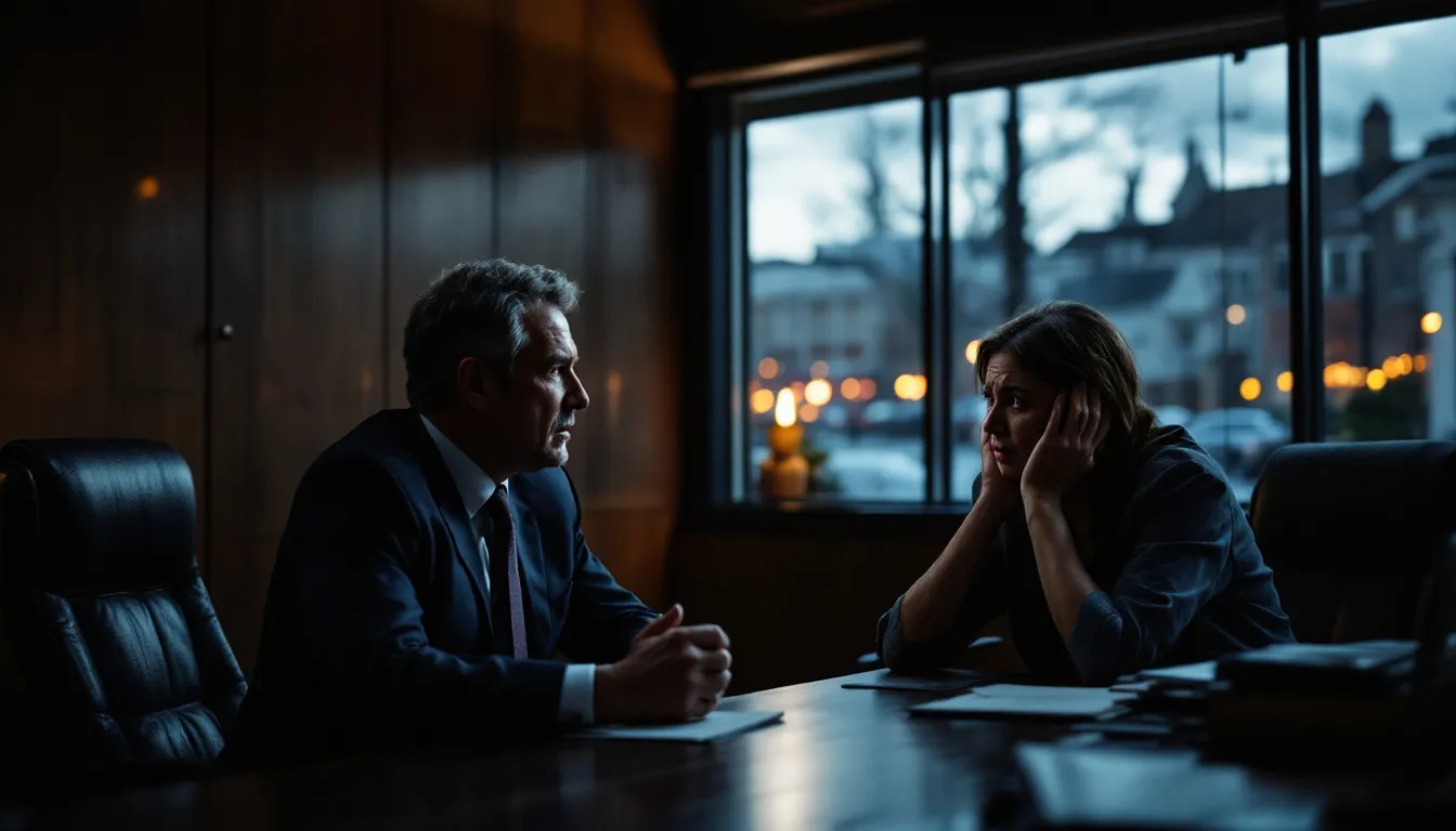 An experienced hospital malpractice attorney consulting with a client.