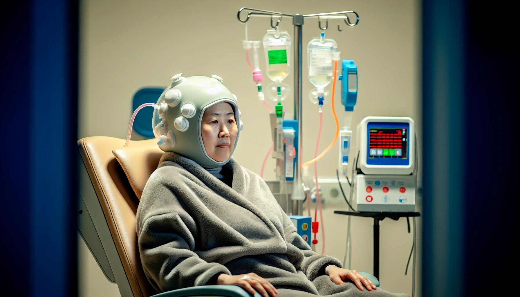 Scalp cooling cap for reducing hair loss during chemotherapy