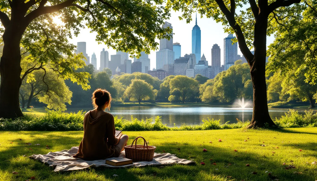 A serene view of Central Park, perfect for a solo picnic.