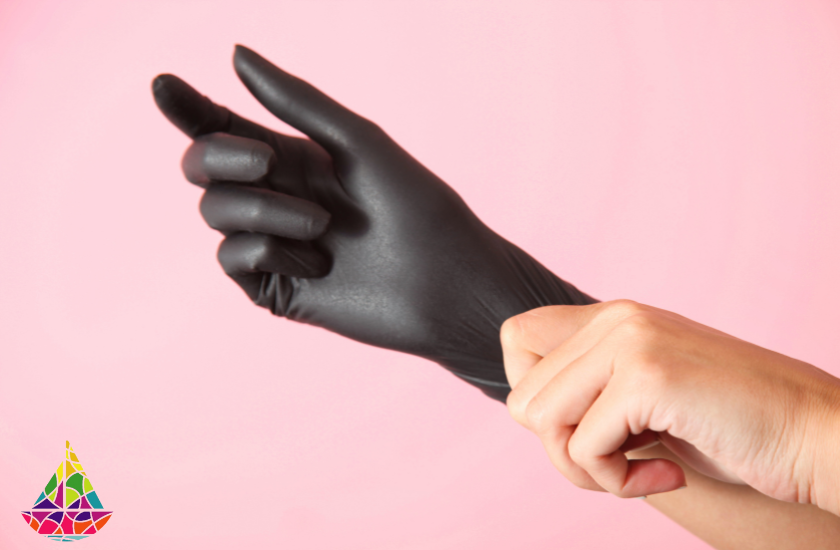 Black latex gloves