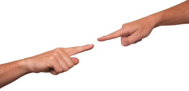 Take responsibility for your part without finger-pointing. pointing, accusation, accuse