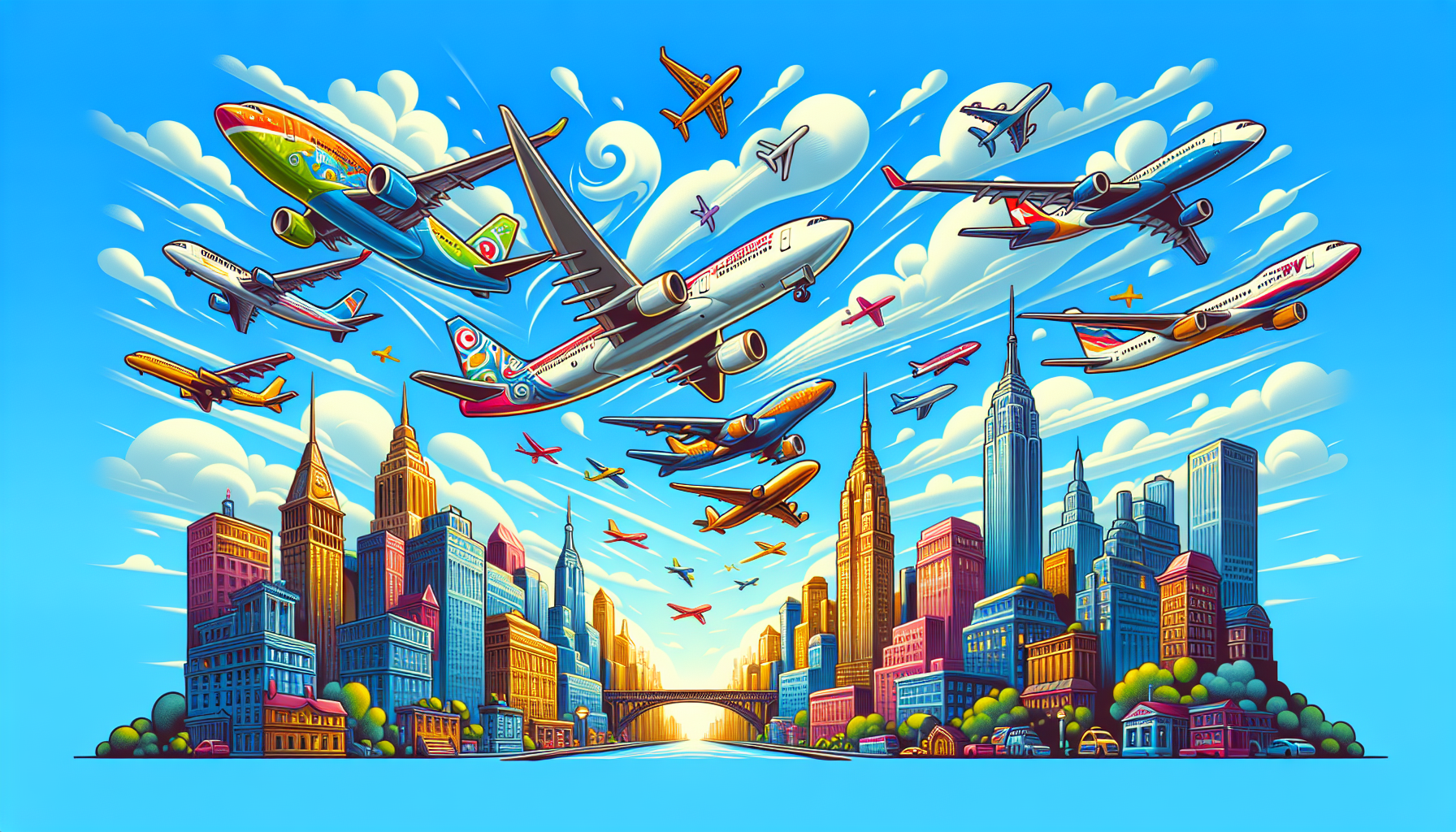 Illustration of major airlines flying from Boston to New Orleans.