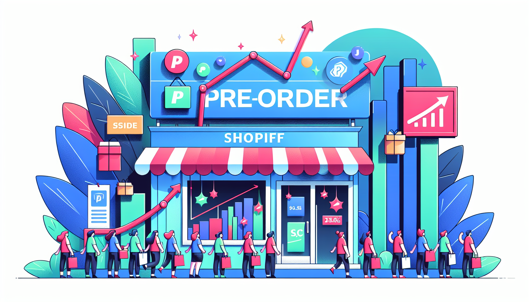 Illustration of a Shopify store with increased sales