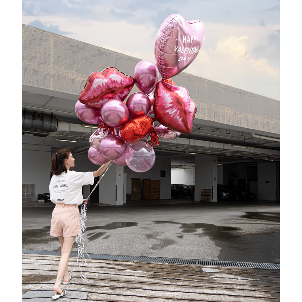 Valentines Day Personalised Helium Balloons Bouquet