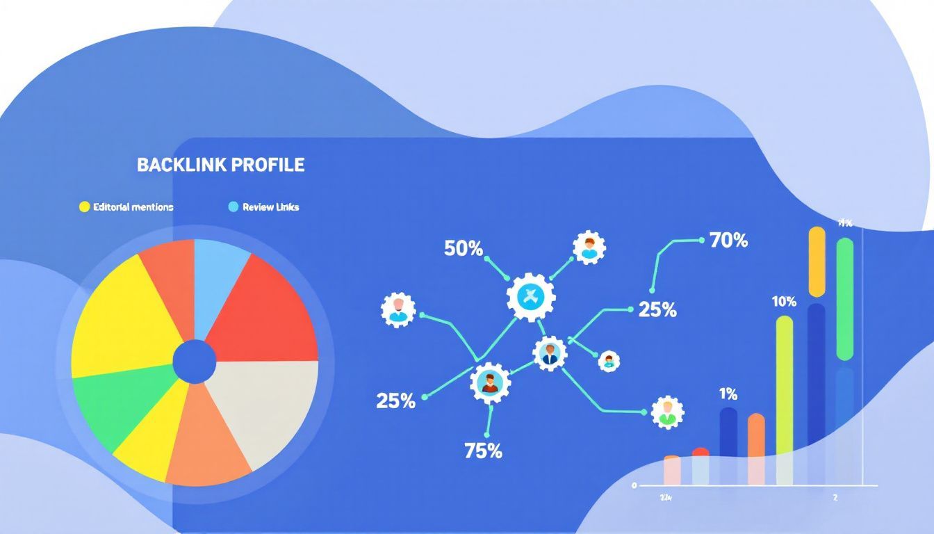 An illustration showing a backlink profile and its components.