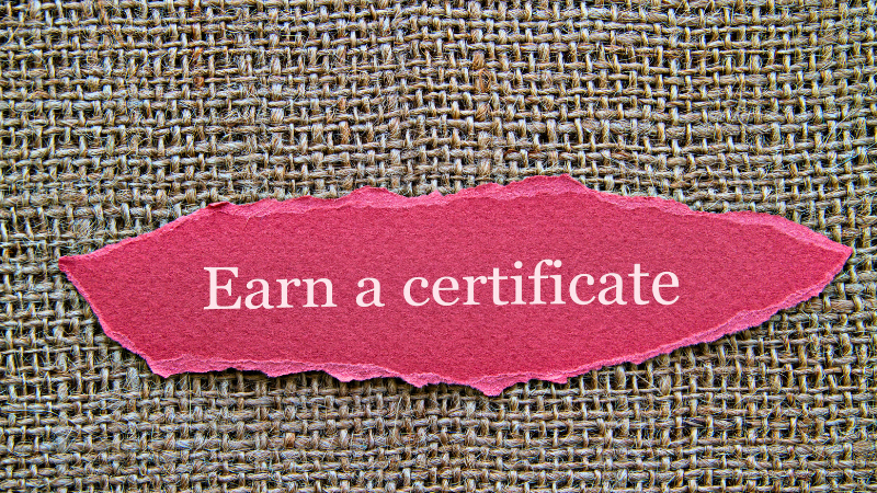 Earn a certificate close up photo