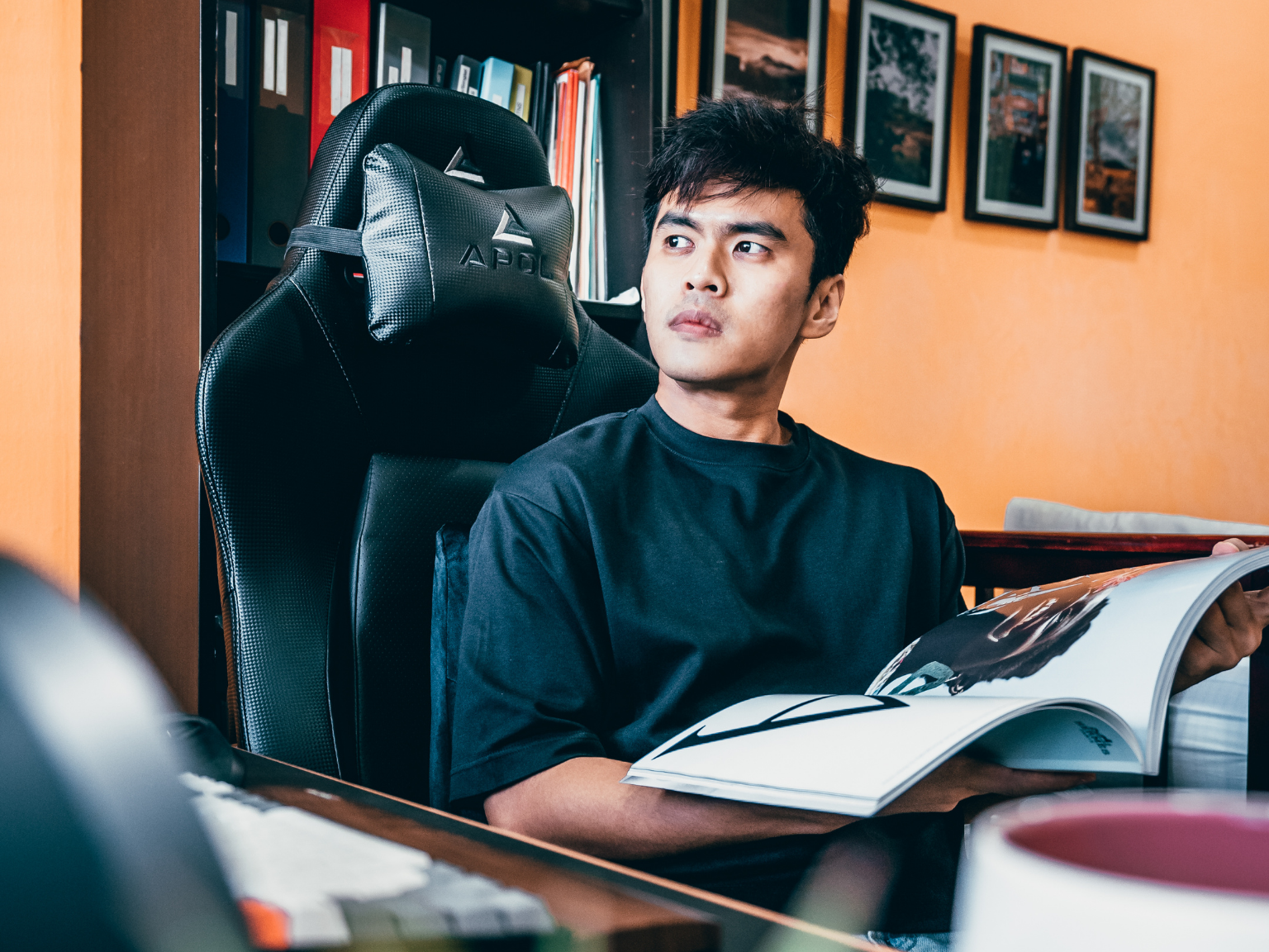 Man sitting on ergonomic chair