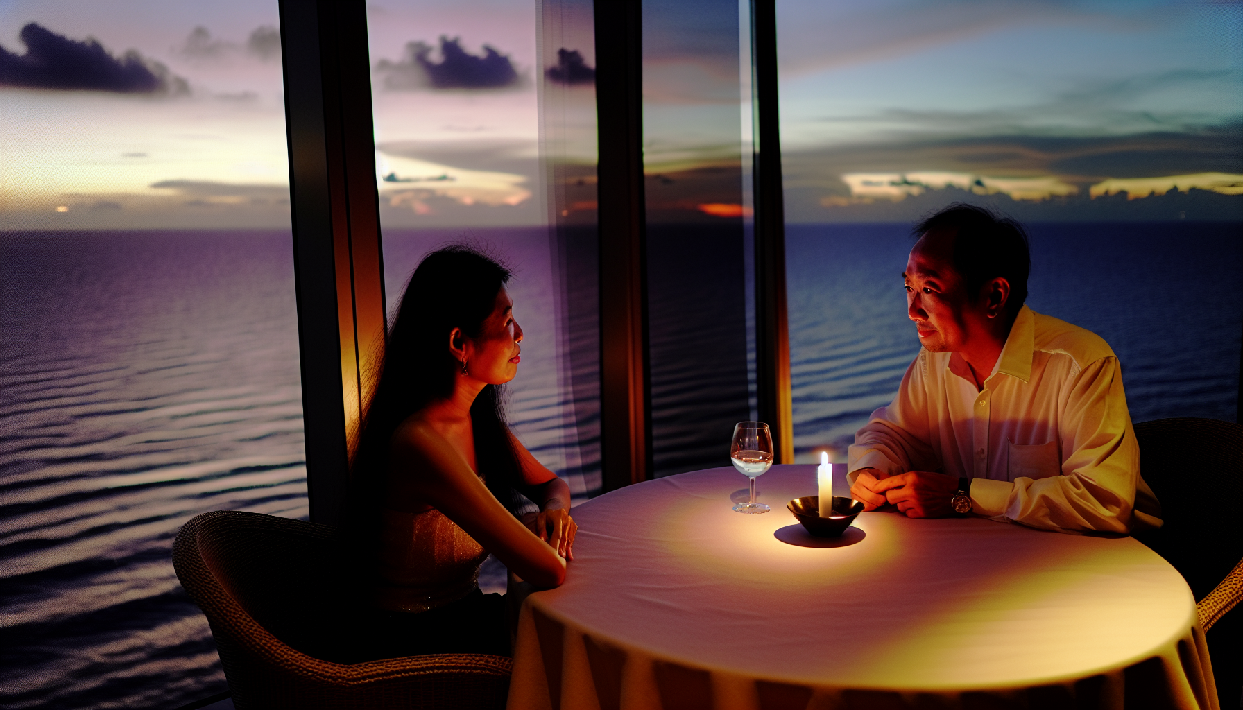 Romantic evening at Sea Watch on the Ocean waterfront restaurant