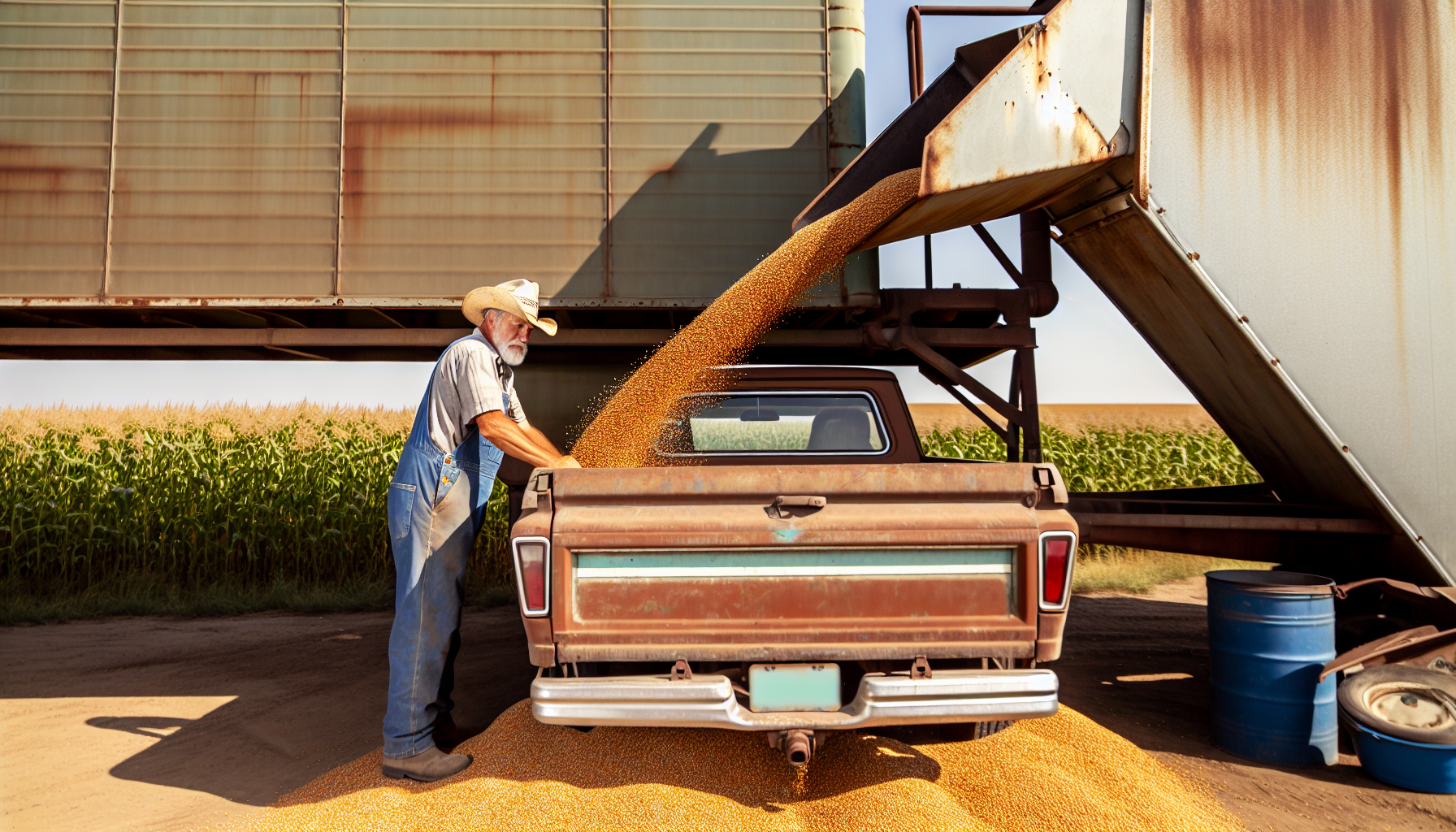 A farmer loading high test weight grain into a truck