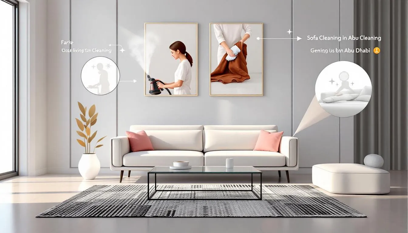 Different types of sofa cleaning services available in Abu Dhabi.