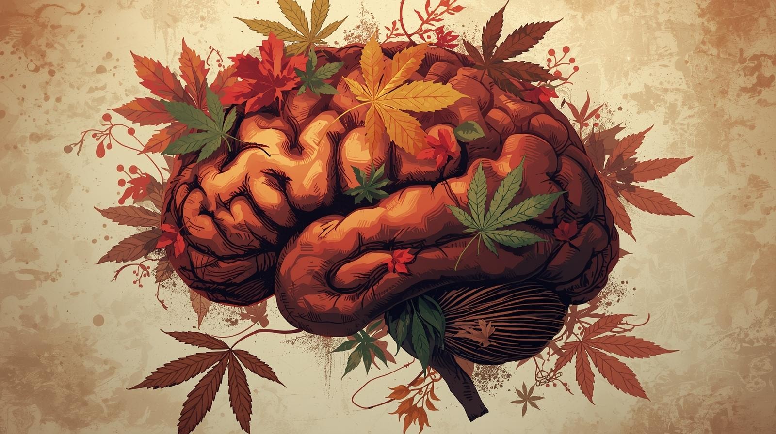 brain surrounded with hemp leaves focused on fall wellness reset