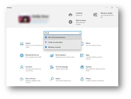 search virus and threats protection