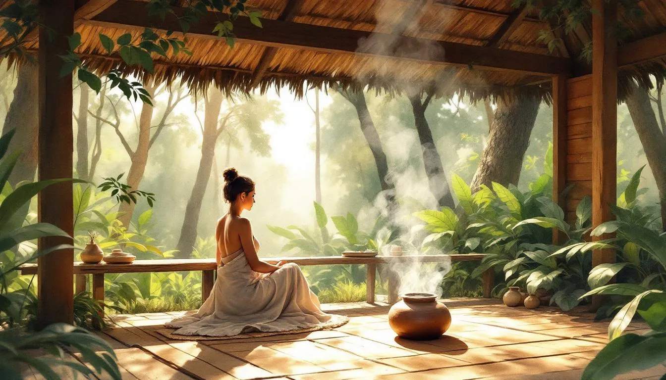 A serene sauna setting reflecting the role of saunas in Ayurvedic medicine.