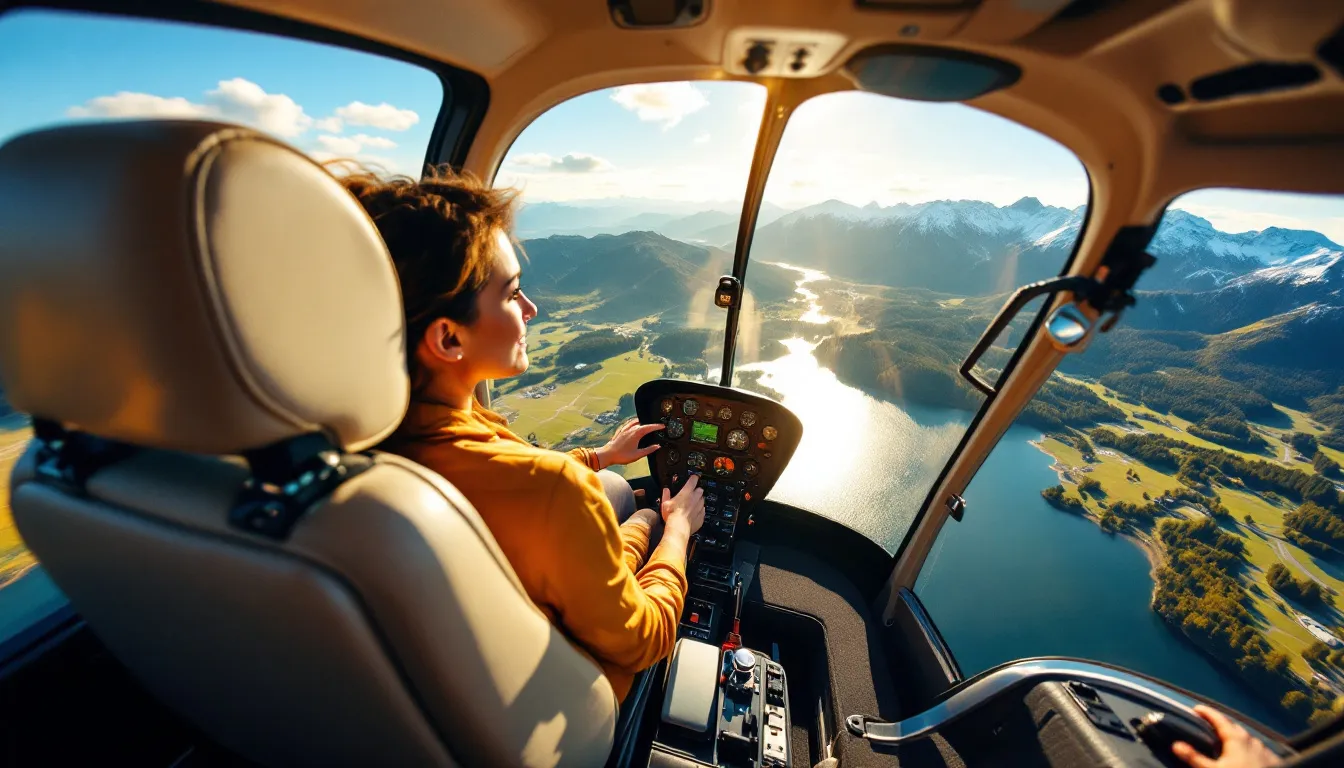 Inside view of a helicopter flight, showcasing what to expect during a helicopter ride.