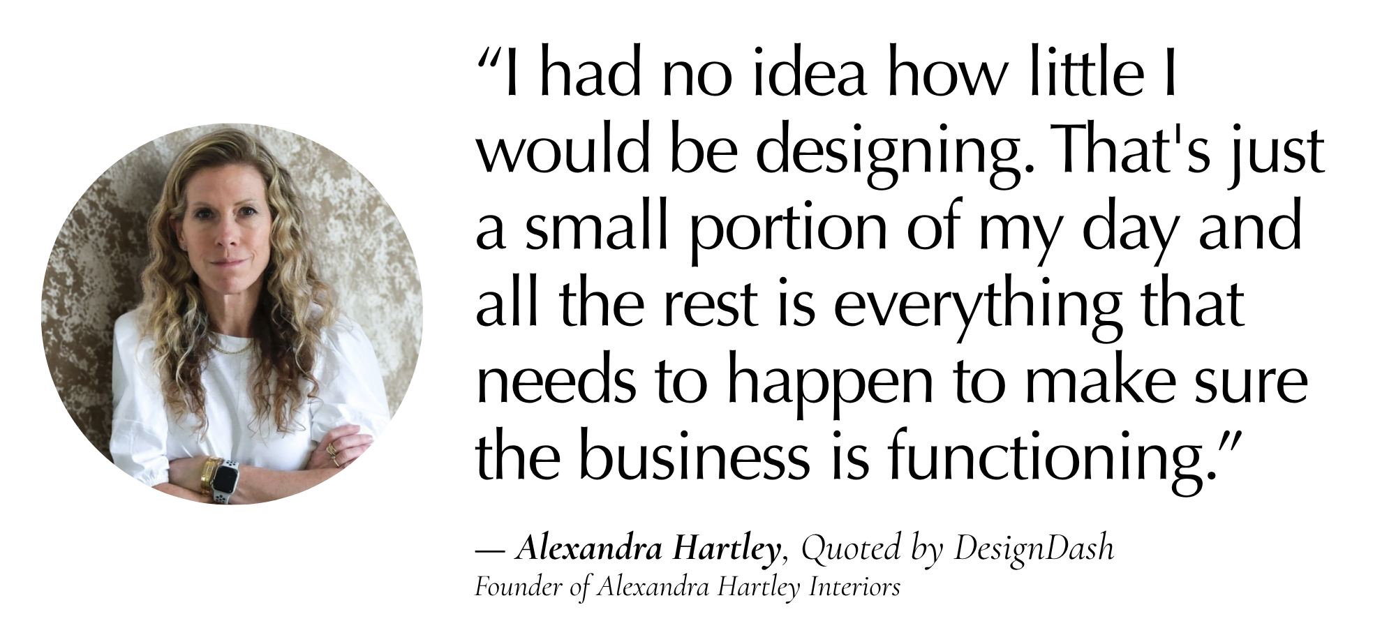 a typed quote with a headshot bubble to the left