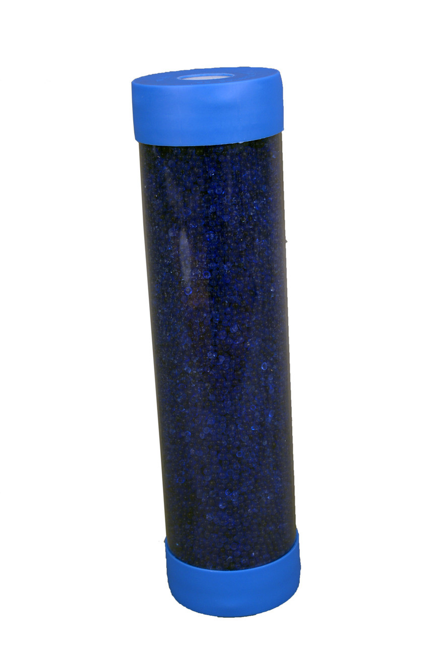 A desiccant cartridge with a blue silica gel bag