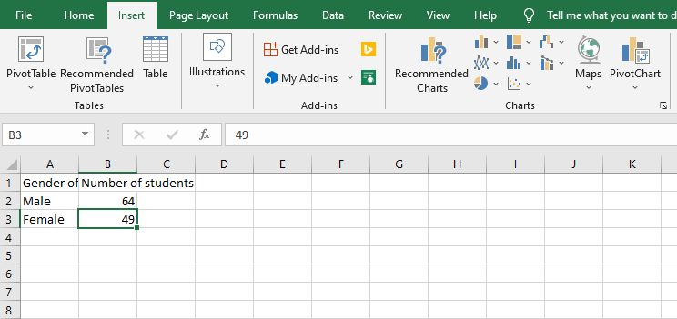 Showing how to make a graph in Excel.