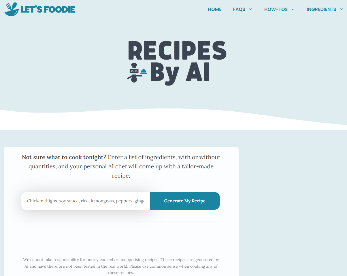 lets foodie ai recipe generator