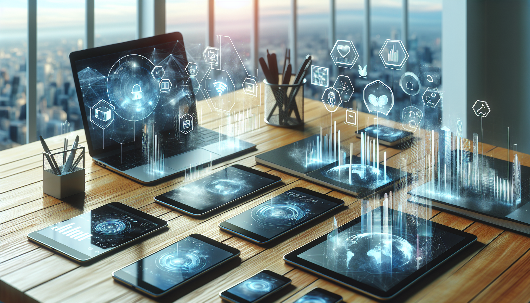 Illustration of various wireless devices and business expenses