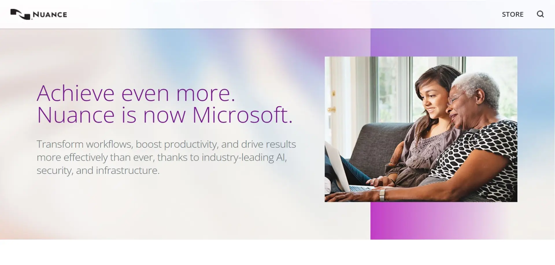 Homepage of Nuance website
