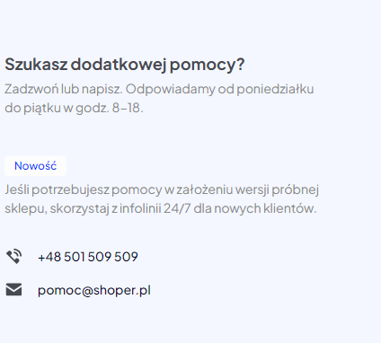 Contact Shoper support - screenshot.