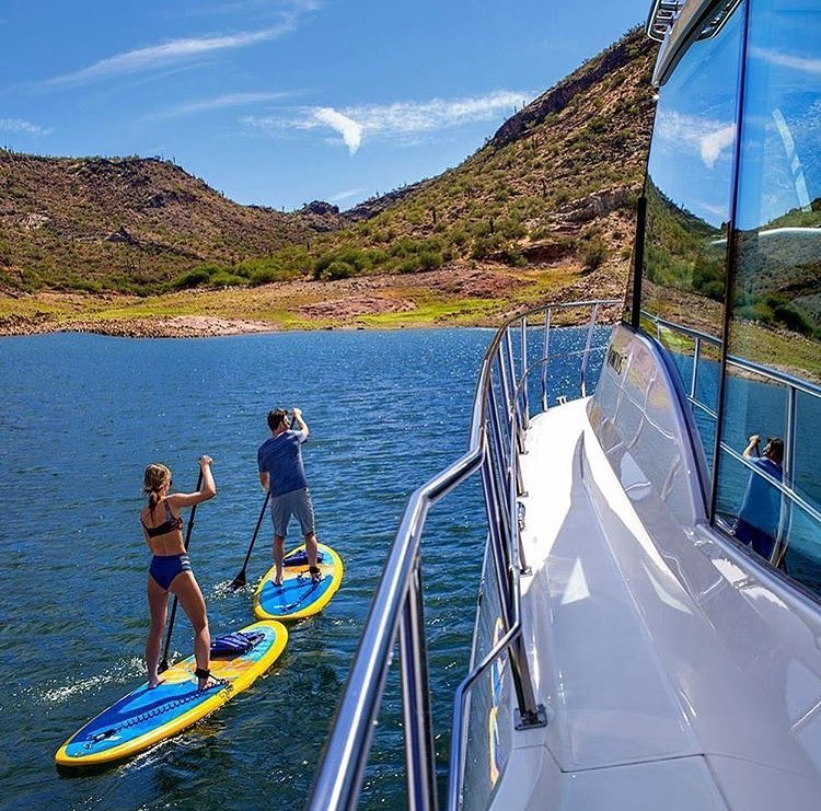 two people on paddle boards