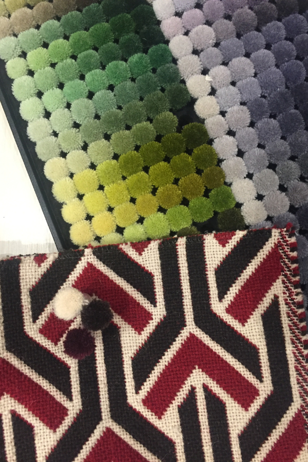 an assortment of bold textiles