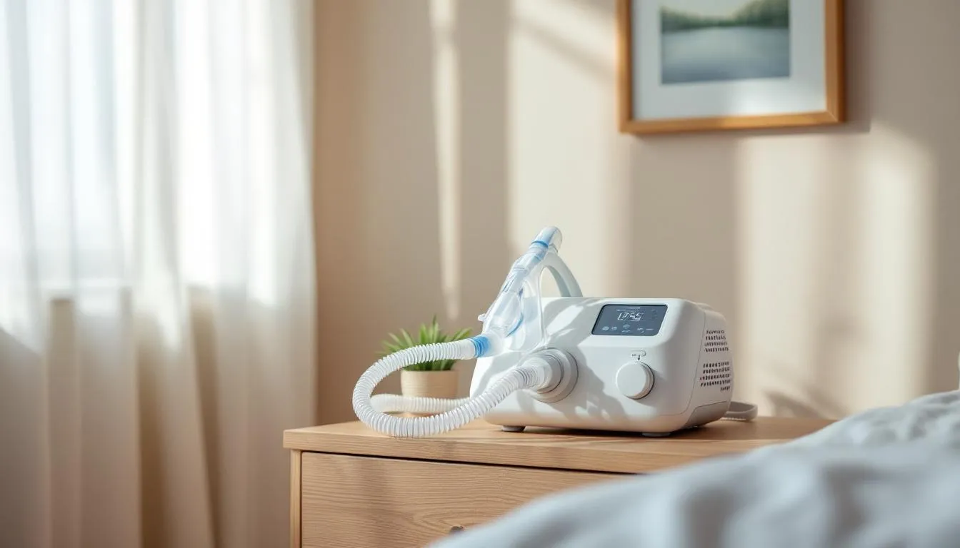 A CPAP machine set up for spring allergy season care.
